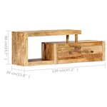 vidaXL Meuble TV 120 x 30 x 40 cm Bois massif de manguier