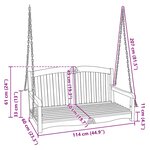 vidaXL Banc Balançoire 114 x 60 x 60 5 cm Bois de teck massif Naturel