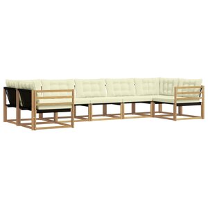 vidaXL Ensemble de canapés d'extérieur 7 Pièces Blanc et crème