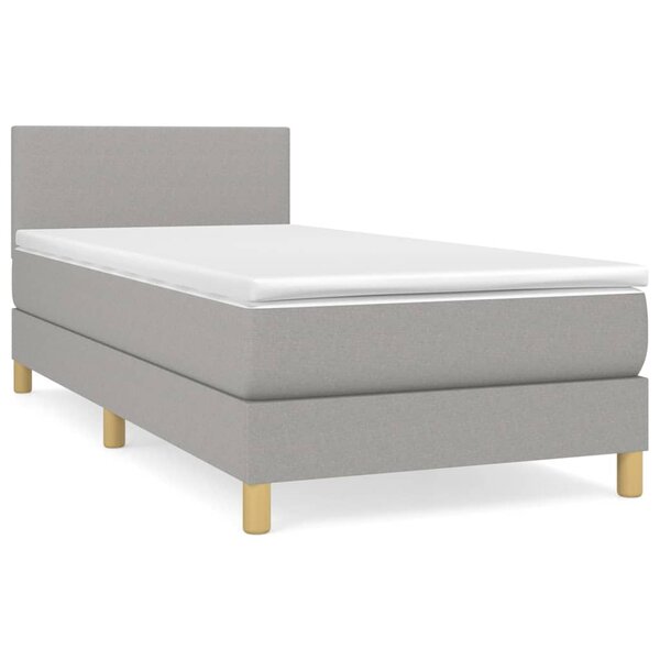 vidaXL Sommier à lattes de lit avec matelas Gris clair 90x200 cm Tissu