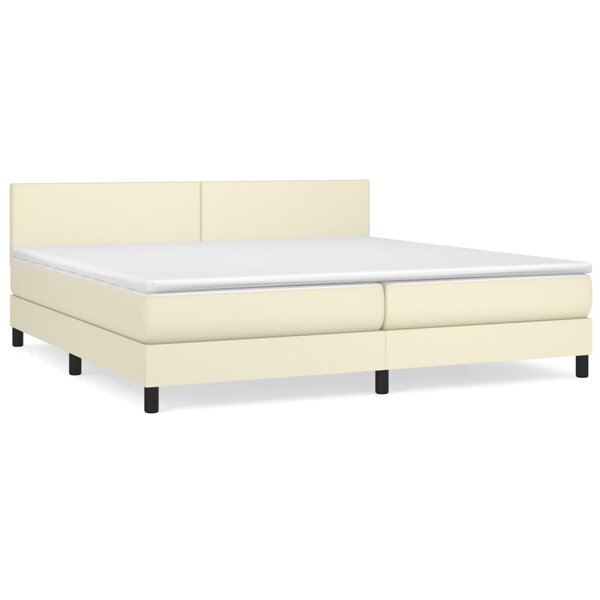 vidaXL Sommier à lattes de lit avec matelas Crème 200x200cm Similicuir