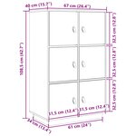 vidaXL Buffet haut 67x40x108 5 cm Bois massif de pin