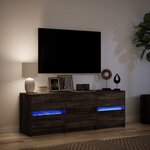 vidaXL Meuble TV avec LED chêne marron 140x34x50 cm bois d'ingénierie