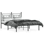 vidaXL Cadre de lit métal sans matelas avec tête de lit noir 140x190cm