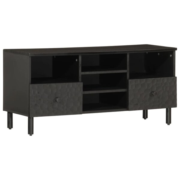 vidaXL Meuble TV noir 100x33x46 cm bois massif de manguier