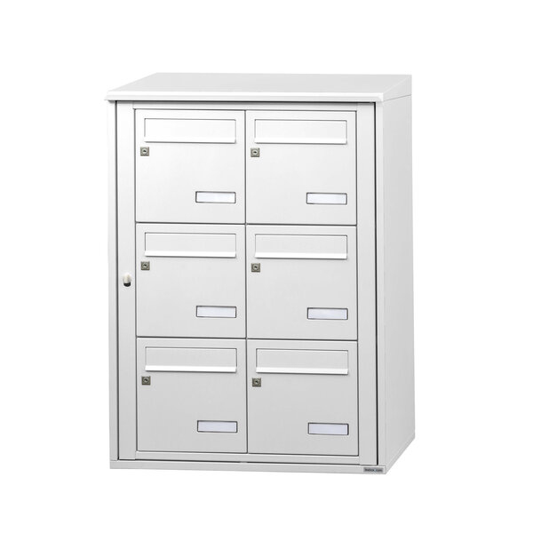 Bloc collectif Leabox 2x3  grade 3  simple face  extérieur  fixation murale  blanc neige  ral 9016 finition brillante