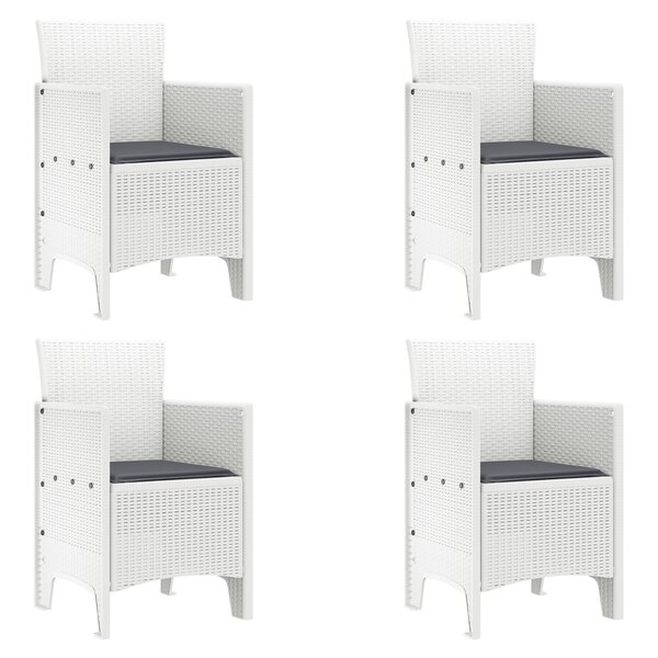 vidaXL Chaises de Jardin avec Coussins 4 Pièces en Poly Rattan Blanc