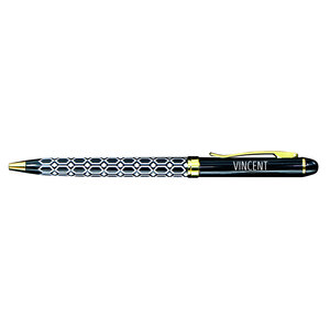 Stylo fin en métal laqué noir - Vincent