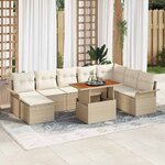 vidaXL Ensemble de canapé de jardin avec coussin 9 Pièces beige et crème