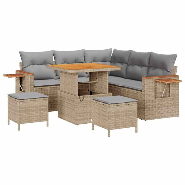 vidaXL Ensemble de canapé de jardin 8 Pièces beige et gris clair