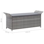 vidaXL Banc de rangement avec coussin gris 138 cm résine tressée
