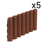 Pack x5 bordures de jardin rondins marron bois composite 40x20cm