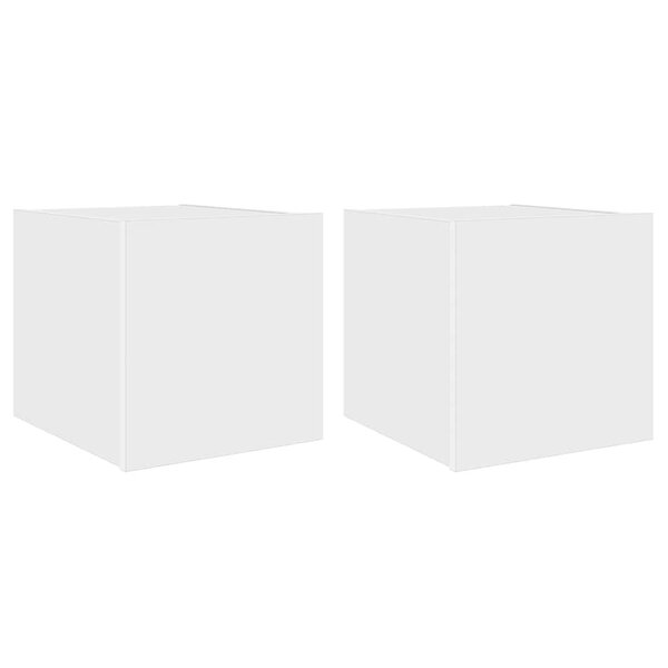 vidaXL Meubles TV muraux avec lumières LED 2 Pièces blanc 30 5x35x30 cm
