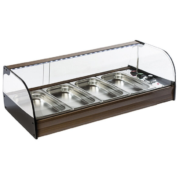 Vitrine chaude professionnelle - bain marie - bacs gn 1/3 - virtus -  - inox810 mm4 x gn 1/3 x410x260mm