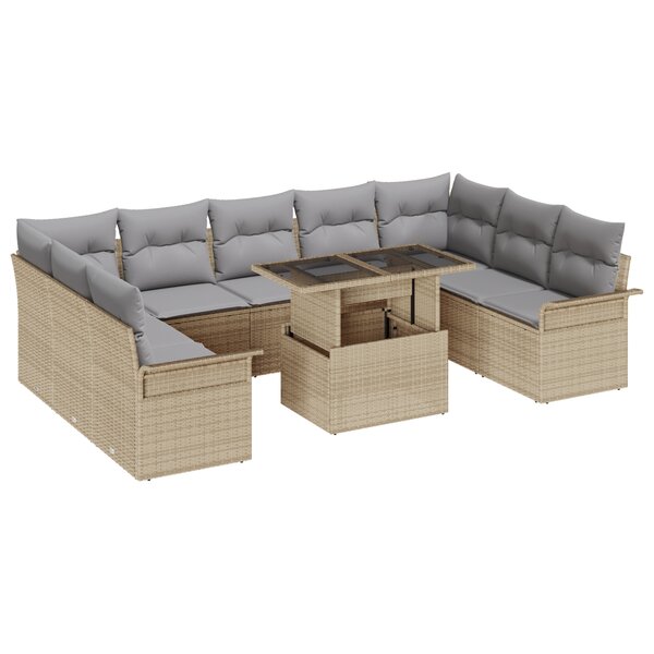 vidaXL Ensemble de canapés de jardin 10 pièces beige en rotin synthétique