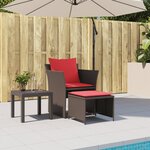 vidaXL Chaise de jardin avec tabouret marron résine tressée