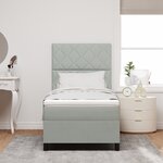 vidaXL Lit à ressorts avec matelas et lumière LED gris clair 90x190 cm en velours