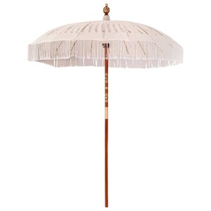 vidaXL Parasol Crème (185-195) x 250 cm Coton et bois massif