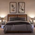 vidaXL Armoires de chevet et lumières LED 2Pièces blanc bois d'ingénierie