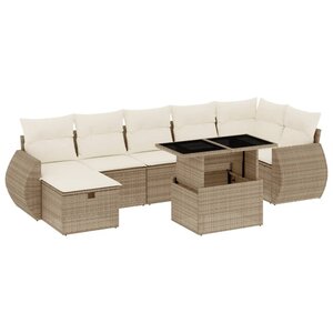 vidaXL Salon de jardin avec coussins 8 Pièces beige résine tressée