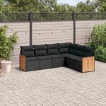 vidaXL Salon de jardin 6 Pièces avec coussins noir résine tressée