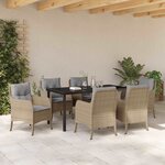 vidaXL Ensemble de salle à manger pour jardin 7 Pièces Beige Poly rotin