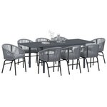 vidaXL Ensemble de salle à manger pour jardin 9 pc Gris polyrotin