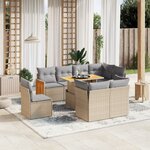 vidaXL Salon de jardin avec coussins 9 Pièces beige résine tressée