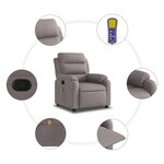 vidaXL Fauteuil de massage inclinable Taupe Tissu