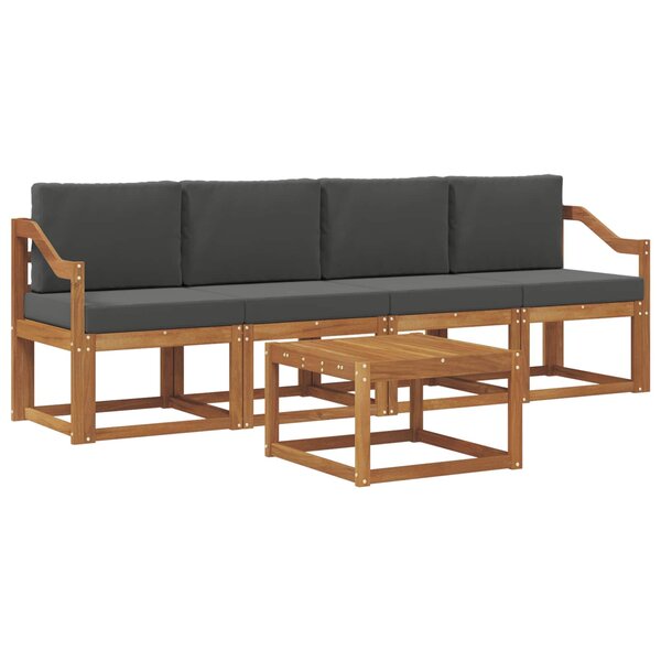 vidaXL Ensemble de canapés d'extérieur 5 Pièces Naturel et Anthracite