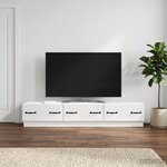 vidaXL Meuble TV Blanc brillant 147 x 34 5 x 27 cm Bois d'ingénierie