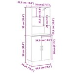 vidaXL Haut Armoire Montage mural 2 Pièces Chêne noir 70 x 34 x 180 cm