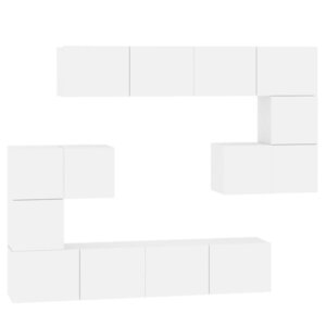 vidaXL Meuble TV mural Blanc Bois d'ingénierie