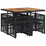 vidaXL Ensemble à manger de jardin 9Pièces coussins noir résine tressée