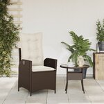 vidaXL Chaise inclinable de jardin avec coussins marron résine tressée
