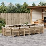 vidaXL Ensemble à manger de jardin et coussins 17 Pièces beige