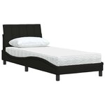 vidaXL Lit avec matelas noir 90x200 cm tissu