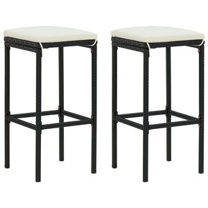 vidaXL Tabourets de bar avec coussins lot de 2 noir résine tressée