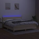 vidaXL Sommier à lattes de lit avec matelas LED Crème 180x200 cm Tissu