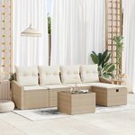 vidaXL Ensemble de canapé de jardin 6 Pièces Beige Poly rotin