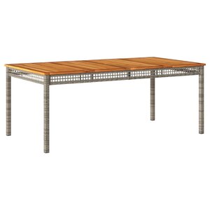 vidaXL Table de jardin gris 180x90x75 cm résine tressée et bois acacia
