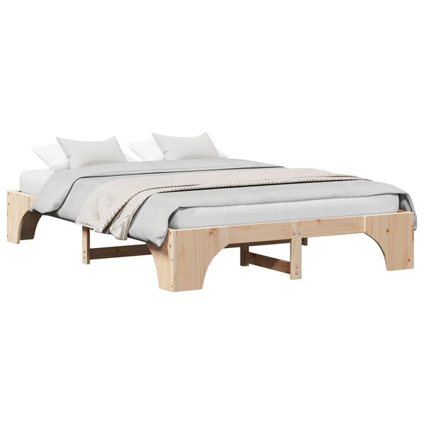 vidaXL Cadre de lit Naturel 150 x 200 cm Pin massif