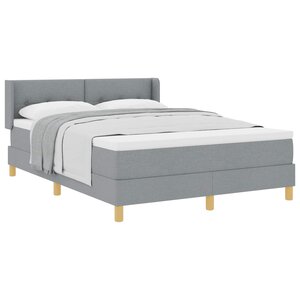 vidaXL Lit à ressorts avec matelas Gris clair 190 x 140 cm tissu
