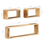 vidaXL Ensemble d'étagère cube 3 Pièces bois solide de manguier