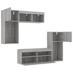 vidaXL Unités murales TV avec LED 5 Pièces gris sonoma bois d'ingénierie