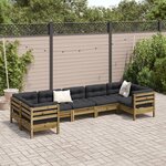 vidaXL Salon de jardin 7 Pièces avec coussins bois de pin imprégné