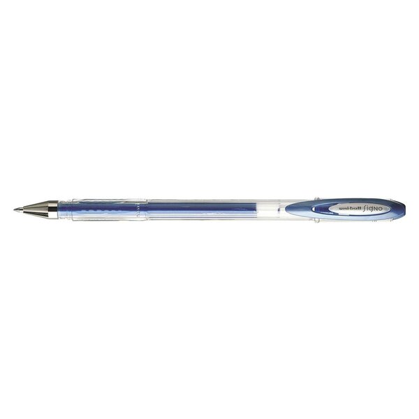 Roller encre gel Signo UM120NM pointe moyenne 0,7mm Bleu Métal x 12 UNI-BALL
