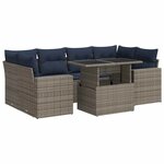 vidaXL Salon de jardin avec coussins 7 Pièces gris résine tressée acacia