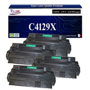 T3AZUR -4x Toners compatibles avec HP C4129X (29X) pour HP LaserJet 5000  5000DN  5000GN  5000N  5000TN  5100  5100DTN  5100TN