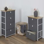 Meuble de rangement tiroirs en tissu plateau en bois 3 tiroirs